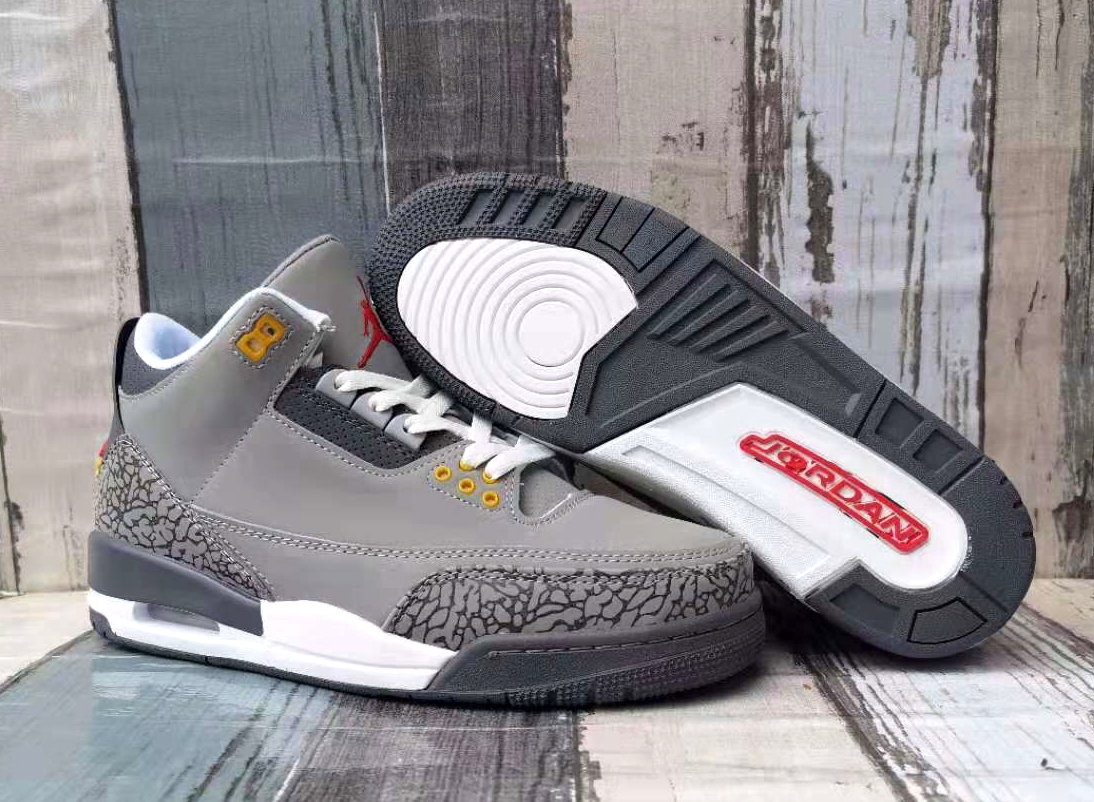 2021 Air Jordan 3 Retro Cool Grey Yellow White Shoes